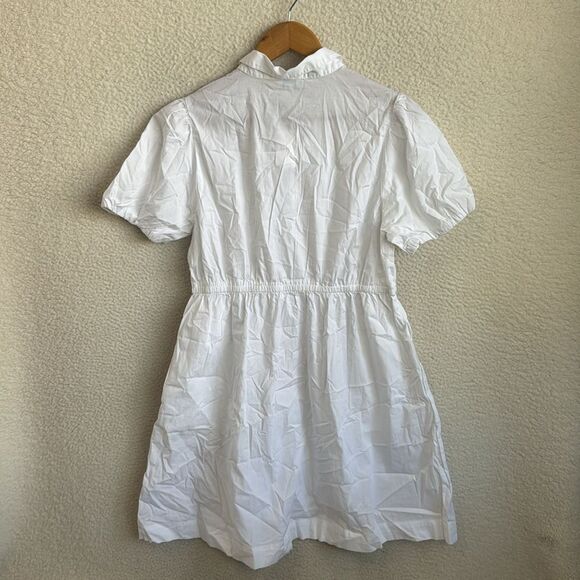J Crew Collared Short Sleeve Tie Waist Mini Dress Womens Size 10 White - Picture 3 of 10